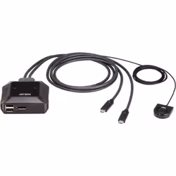 ATEN Commutateur KVM DisplayPort 4K 2 ports USB-C avec sélecteur de port à distance, 4096 x 2160 pixels, 4K DCI, 0,74 W, Noir
