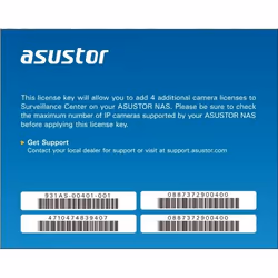 Asustor 4 CAMERAS LICENSE FOR SURVEILLANCE CENTER 1 licence(s) Licence