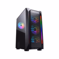 COUGAR Gaming CGR-5VM6B-MESH-G-RGB, Midi Tower, PC, Noir, Transparent, ATX, micro ATX, Mini-ITX, Verre, Métal, Jouer
