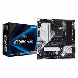 Asrock B550M Pro4, AMD, Emplacement AM4, AMD Ryzen™ 3 de 3e génération, AMD Ryzen 5 de 3e génération, AMD Ryzen™ 7 de 3e...,  ...
