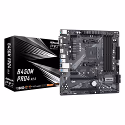 Asrock B450M Pro4 R2.0, AMD, Emplacement AM4, AMD Ryzen™ 3, AMD Ryzen™ 5, AMD Ryzen™ 7, DDR4-SDRAM, 128 Go, DIMM