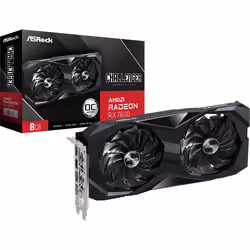 Asrock Challenger 90-GA41ZZ-00UANF, Radeon RX 7600, 8 Go, GDDR6, 128 bit, 7680 x 4320 pixels, PCI Express x8 4.0