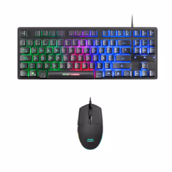 Mars Gaming MCPTKLES, Taille réelle (100 %), USB, Clavier à membrane, LED RGB, Noir, Souris incluse