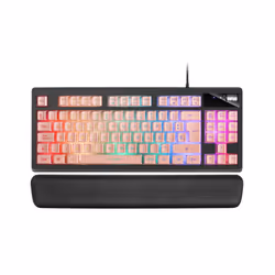 Mars Gaming MKAXPES, Taille réelle (100 %), USB, Clavier à membrane, LED RGB, Noir, Rose
