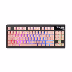 Mars Gaming MKAXPPT, Taille réelle (100 %), USB, Clavier à membrane, LED RGB, Noir, Rose