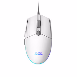 Mars Gaming MMG, Droitier, Optique, USB Type-A, 3200 DPI, Blanc