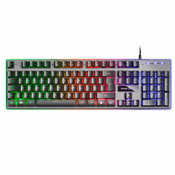 Mars Gaming MK220PT, Taille réelle (100 %), USB, Clavier à membrane, LED RGB, Noir, Gris