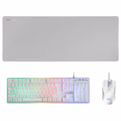 Mars Gaming MCPXWES, Taille réelle (100 %), USB, Clavier à membrane, LED RGB, Blanc, Souris incluse