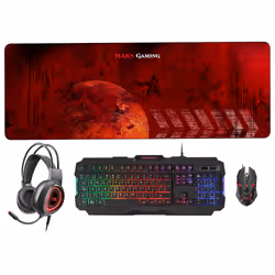 Mars Gaming MCPRGB2FR, USB, Clavier à membrane, AZERTY, LED RGB, Noir, Souris incluse