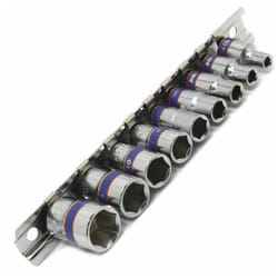 Douilles King Tony 1/4 metriques 6 pans sur rail