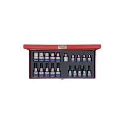 KING TONY - Coffret 3/8-1/2 Torx 20 pièces Caractéristiques principales de ce produit : Coffret métallique. Douilles tournevi ...