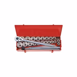 KING TONY - Coffret douille 3/4 pouce et métrique, 12 pans, 24 pièces Caractéristiques principales de ce produit : Coffret mé ...