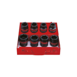 Coffret de douilles 1' choc pouces 6 pans, 8 pièces 15/16' à 1-5/8' - King Tony