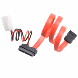 Akasa 40cm SATA cable f/ slimline opticals, 0,4 m, SATA 6-pin, SATA 15-pin + Molex (4-pin), Or, Noir, Rouge