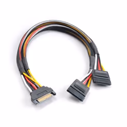 Akasa SATA power splitter, 0,3 m, SATA 15 broches, 2 x SATA 15 broches, Mâle/Femelle, Noir, Rouge, Blanc, Jaune, 1 pièce(s)