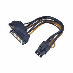 Akasa AK-CBPW13-15, 0,15 m, 2 x SATA 15 broches, PCI-E (6-pin), Noir