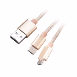 Akasa AK-CBUB42-12GL, 1,2 m, USB A, USB C/Micro-USB B, USB 2.0, 480 Mbit/s, Or