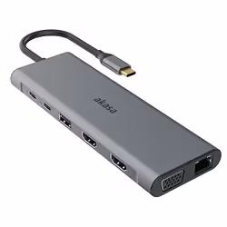 Akasa AK-CBCA28-18BK station d'accueil Avec fil USB 3.2 Gen 1 (3.1 Gen 1) Type-C Noir, Gris