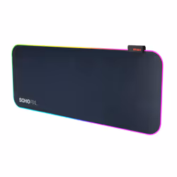 Akasa SOHO R, Noir, Monochromatique, Caoutchouc, Alimenté par port USB, Base antidérapante, Tapis de souris de jeu