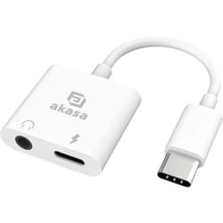 Akasa USB-C®, audio Adaptateur [1x USB-C® - 1x Casque (jack 3,5 mm), USB-C® femelle (Power Delivery)] AK-CBCA30-08WH 8 cm avec port de charge V981813