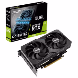 ASUS Dual GeForce RTX 3050 OC Edition 8GB, GeForce RTX 3050, 8 Go, GDDR6, 128 bit, 7680 x 4320 pixels, PCI Express x16 4.0