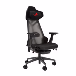 ASUS ROG Destrier Ergo, Siège respirant, Dossier en mesh, Noir, Gris, Aluminium, Noir