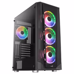 Aerocool Prism ARGB, Midi Tower, PC, Noir, ATX, micro ATX, Mini-ITX, ABS, SPCC, Dos, Devant