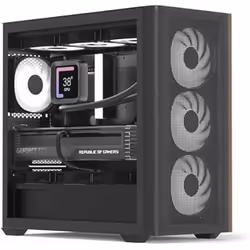 Boîtier PC Mini Tour - AEROCOOL - D301A - 4 Ventilateurs ARGB - Refroidissement Liquide - Design Maille Bois