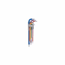 KING TONY - Jeu de 9 clés mâles extra longues Ball Point à code couleur Caractéristiques principales de ce produit : Le code ...