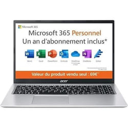 Acer Aspire 1 A115-32-C3AK Ordinateur Portable 15.6 FHD (Intel® Celeron® N4500 Ram 4 Go 128 Go eMMC UHD Graphic Windows 11) -