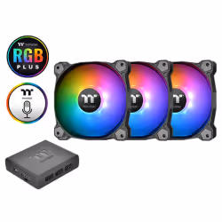 Thermaltake Pure Plus 14 RGB TT Premium Edition, Ventilateur, 14 cm, 600 tr/min, 1500 tr/min, 1,62 m³/h, Noir, Gris