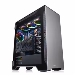 Thermaltake A500, Midi Tower, PC, Noir, Gris, ATX, micro ATX, Mini-ITX, Aluminium, SPCC, Jouer
