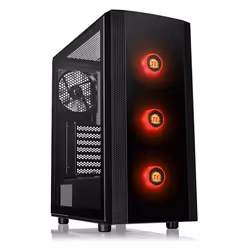 Thermaltake Versa J25 TG RGB, Midi Tower, PC, Noir, ATX, micro ATX, Mini-ITX, SPCC, Ventilateur, Devant