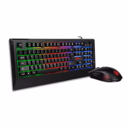 Tt eSPORTS Challenger Combo, Avec fil, USB, Clavier à membrane, LED, Noir, Souris incluse
