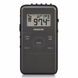 Sangean DT-140, Portable, Numérique, AM, FM, 3,5 mm, Noir, Gris, Monochromatique
