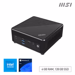 MSI Cubi N ADL-001EU, 3,7 GHz, Intel® N, N200, 4 Go, 128 Go, Windows 11 Pro