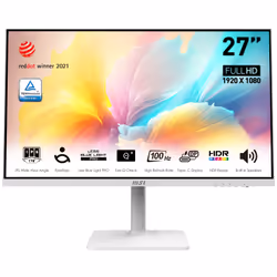 MSI Modern MD2712PW, 68,6 cm (27"), 1920 x 1080 pixels, Full HD, LCD, 4 ms, Blanc