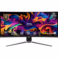 MSI MAG 341CQPDE QD-OLED, 86,4 cm (34"), 3440 x 1440 pixels, UltraWide Quad HD, QDOLED, Noir