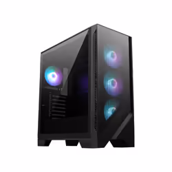MSI MAG FORGE 321R AIRFLOW, Midi Tower, PC, Noir, Transparent, ATX, micro ATX, Mini-ITX, Mesh, Plastique, Jouer