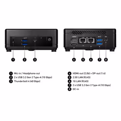 MSI Cubi 5 12M i3 1215U FS 8GB 256GB W11P Intel® Core™ i3 i3-1215U 8 Go DDR4-SDRAM 256 Go HDD+SSD Windows 11 Pro Mini PC Noir