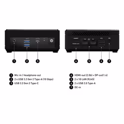 MSI Cubi N ADL S N100 BB barebone PC/ poste de travail 0.66L sized PC Noir Intel SoC 3,4 GHz