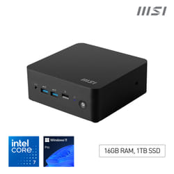 MSI Cubi NUC 1M i7 150U FS 16GB 1TB W11P Intel Core 7 16 Go DDR5-SDRAM 1 To SSD Windows 11 Pro Mini PC Noir