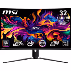 MSI MPG 321CURX QD-OLED, 80 cm (31.5"), 3840 x 2160 pixels, 4K Ultra HD, QD-OLED, 0,05 ms, Noir