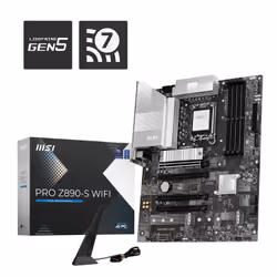 MSI PRO Z890-S WIFI, Intel, LGA 1851 (Socket V1), Intel Core Ultra (Series 2), LGA 1851, 256 Go, DDR5-SDRAM