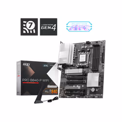 MSI PRO B840-P WIFI, AMD, Emplacement AM5, AMD Ryzen 7000 Series, AMD Ryzen 8000 Series, AMD Ryzen 9000 Series, Emplacement A ...