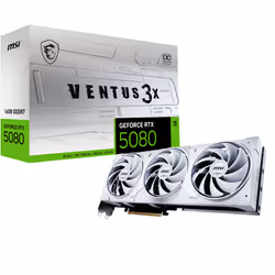 MSI VENTUS GEFORCE RTX 5080 16G 3X OC WHITE, GeForce RTX 5080, 16 Go, GDDR7, 256 bit, 7680 x 4320 pixels, PCI Express x16 5.0