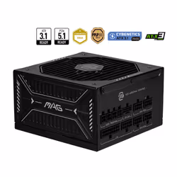MSI MAG A850GLS PCIE5, 1000 W, 100 - 240 V, 2200 W, 47 - 63 Hz, Actif, 90%