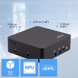 MSI Cubi NUC AI 1UMG i5 125H FS 16GB 500GB W11P Intel Core Ultra 5 16 Go DDR5-SDRAM 512 Go SSD Windows 11 Pro Mini PC Noir