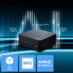 MSI Cubi Z AI 8M AMD Ryzen 7 8845HS Barebone 0.9L sized PC Noir AMD SoC 3,8 GHz Haut-parleurs intégrés - Vue supplémentaire 4
