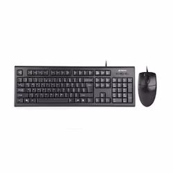 A4Tech KR-8520D, Taille réelle (100 %), PS/2, QWERTY, Noir, Souris incluse